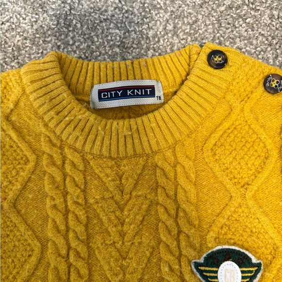 City Knit Vintage Toddler Baby Knit Yellow Sweater 18m - Picture 4 of 14